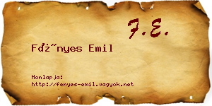Fényes Emil névjegykártya