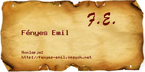 Fényes Emil névjegykártya
